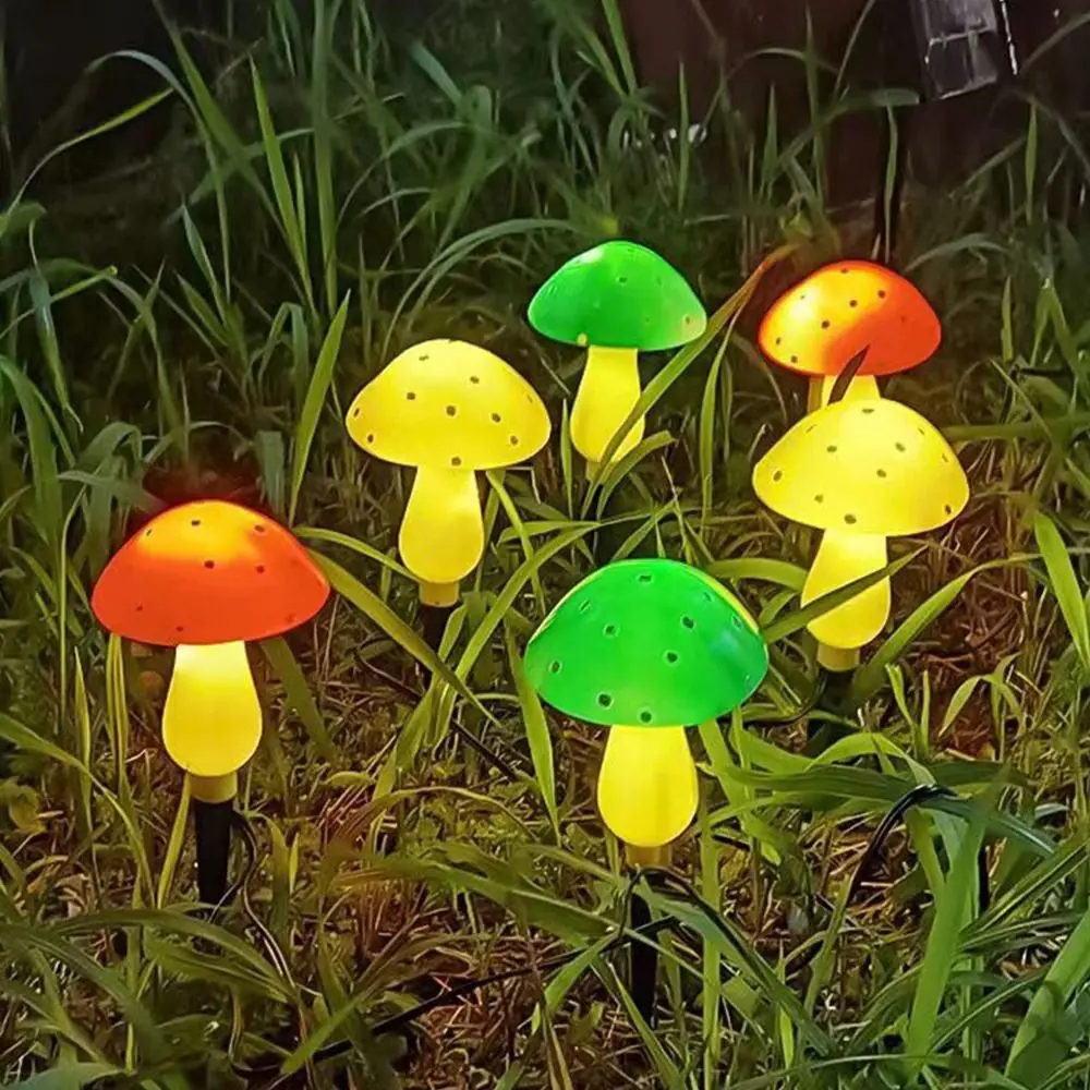 

6 шт./компл., 5 цветов, уличные статуи, двор, сказочные гирлянды, светодиодные рождественские огни, солнечный грибной светильник