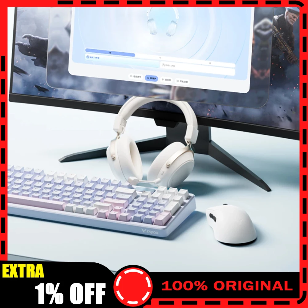 Rapoo VE3 Wired Wireless Gaming Headset Quad Mode 15ms Low Latency V+ Algorithm ENC Mic 7.1 Surround Sound Headphone For PC