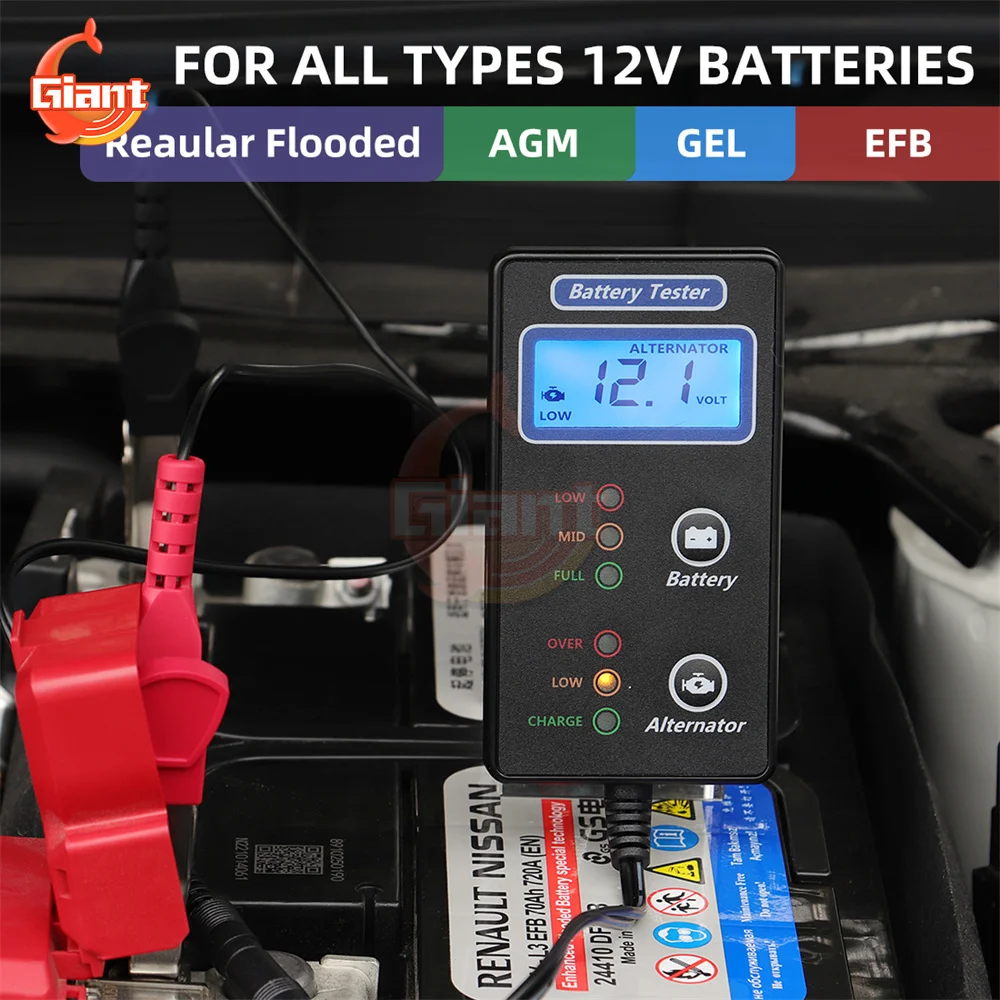 Draagbare Digitale Batterij Tester Monitor Automatische Batterij Belasting Tester Alternator Analyzer Auto Batterij Detector Diagnostische Hulpmiddelen