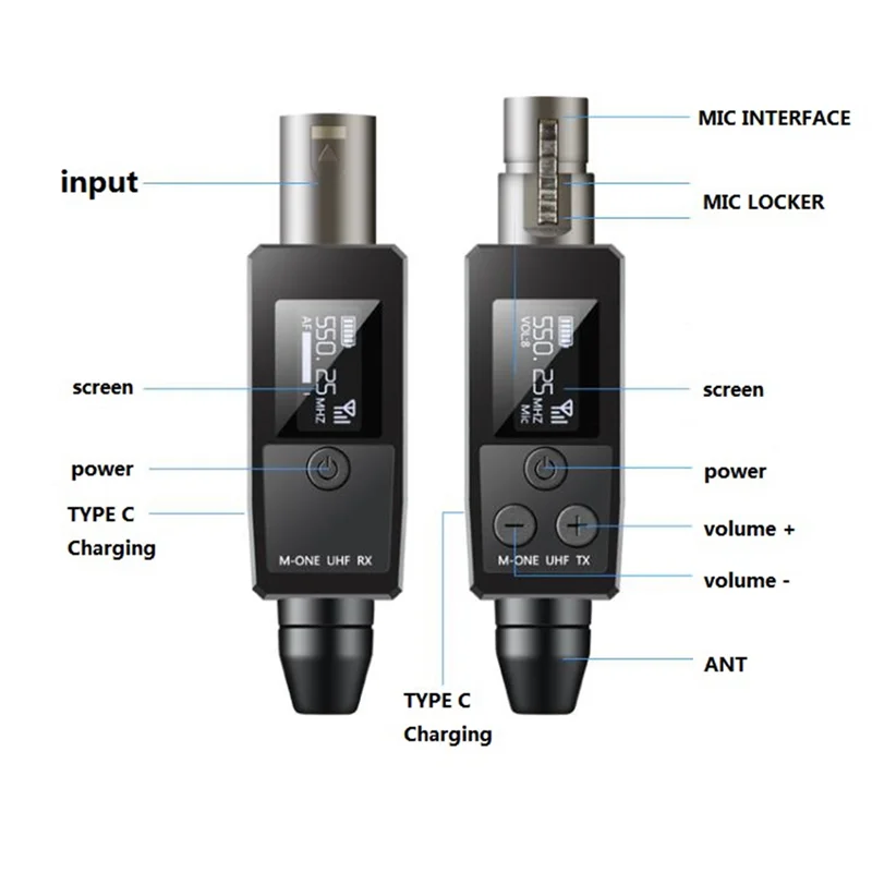 

-A94Z XLR Transmitter Receiver Receiver Transmission Adapter Metal+Plastic For Dynamic Microphone Guitar