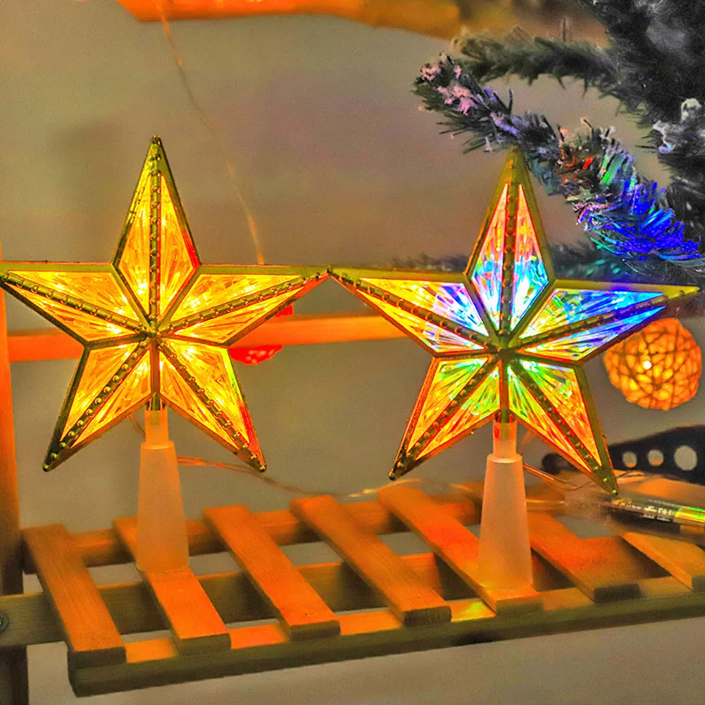 1 Stück Weihnachtsbaumspitze Stern, Weihnachtsbaum Stern mit Lichtern LED Nachtlicht Baumspitze Batteriebetriebener Weihnachtsbaumspitze Stern
