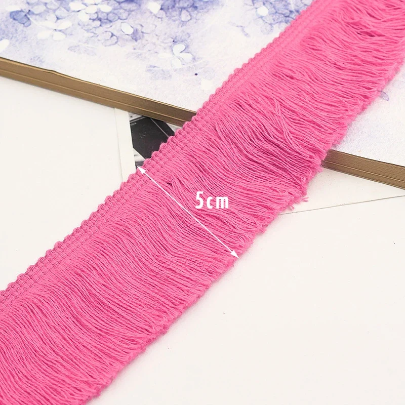 1M Cotton Soft Tassel Fringe Lace Trim Clothing Curtains Home Accessories Tassel Lace Webbing Trims 5cm Pink Rose White Green