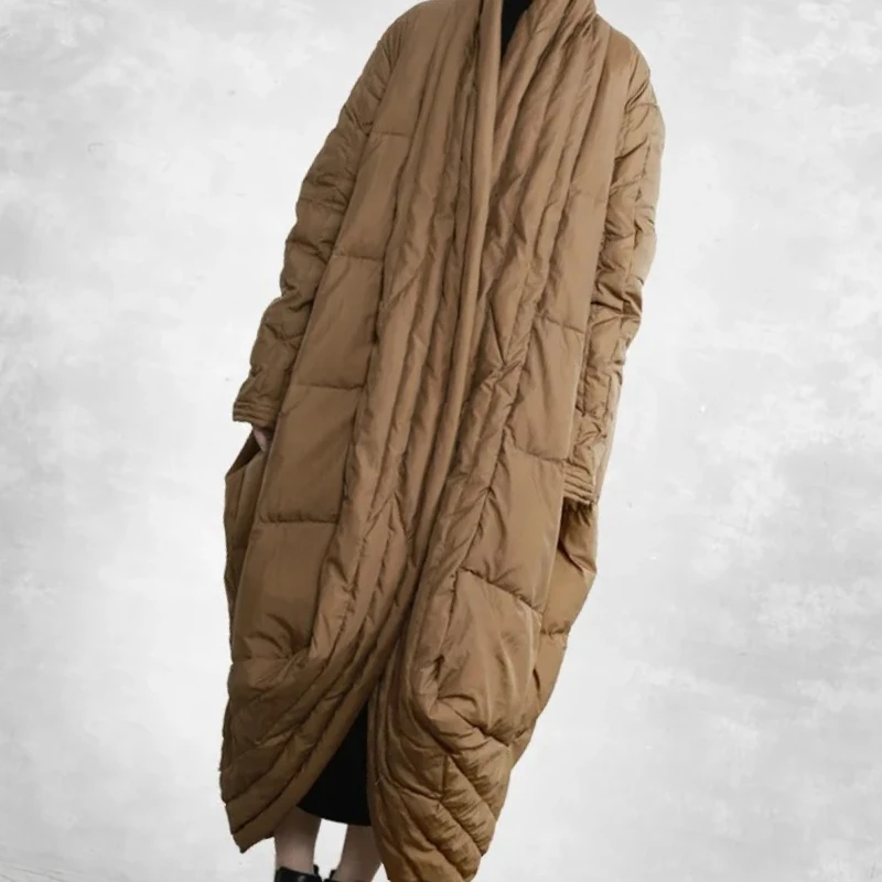 Winter Oversized Loose 90% White Duck Down Jacket Long Coat Waterproof Down Jacket for Women Thick Casual Zen-Inspired Elegance