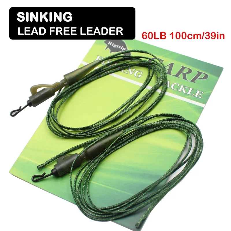 

2pcs Carp Fishing Tackle QC Swivel Tail Rubber 100cm 60lb Sinking Lead Free Leader Line For Carp Hair Rig Fishing Tackle