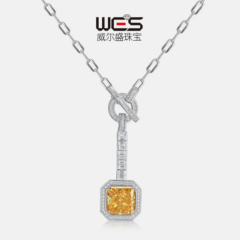 

Ожерелье из платины PT950 с позолотой 18K и муассанитом огранки «Ледяной цветок» для женщин, длинная цепочка на ключицу