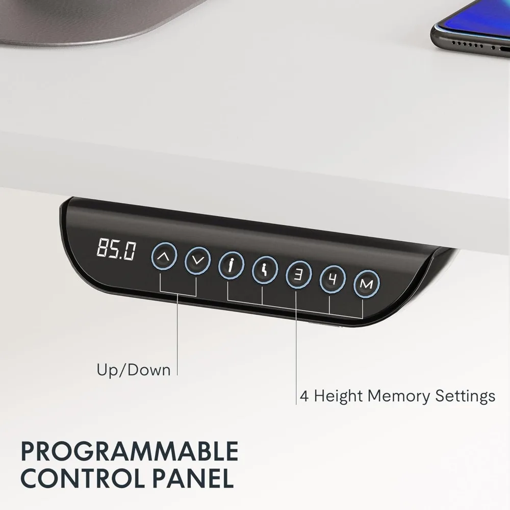 Electric Height Adjustable Desk 55x28 Inch Dual Motor 3-Stage Standing Desk 150KG Load Capacity Stand Up Desk Option