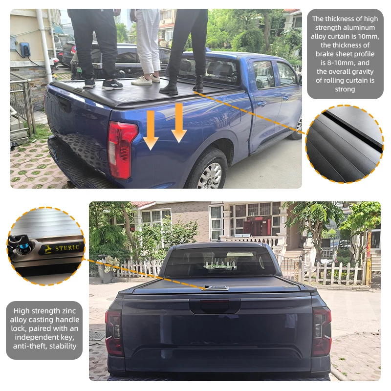 Heavy Duty Universal Aluminum Pickup Truck Bed Retractable Roller Shutter With Hinged Operation Exterior Accessories