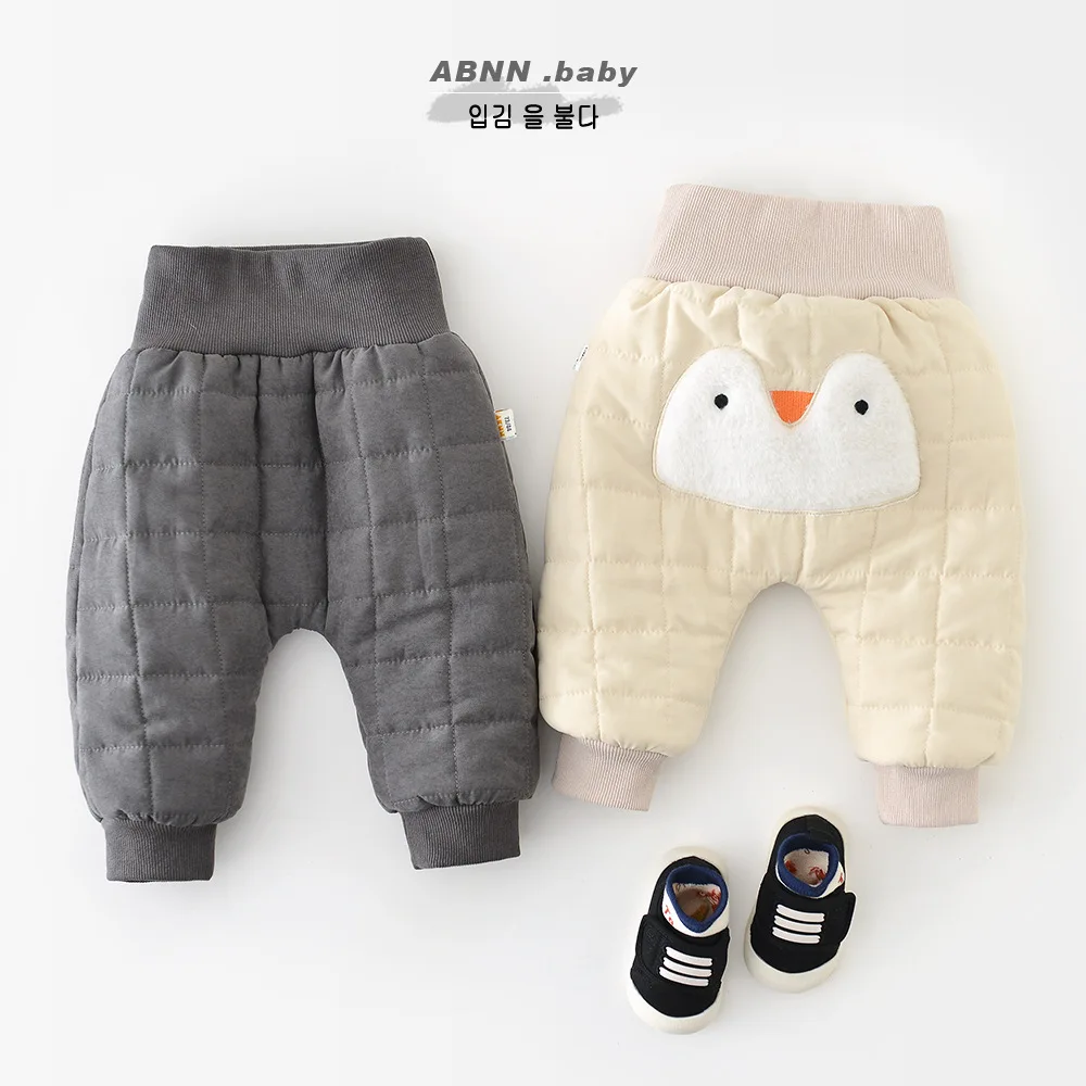 2025 зимние новые бархатные толстые теплые штаны для малышей, хлопковые повседневные штаны для маленьких мальчиков, флисовые брюки с героями мультфильмов для девочек, одежда для малышей