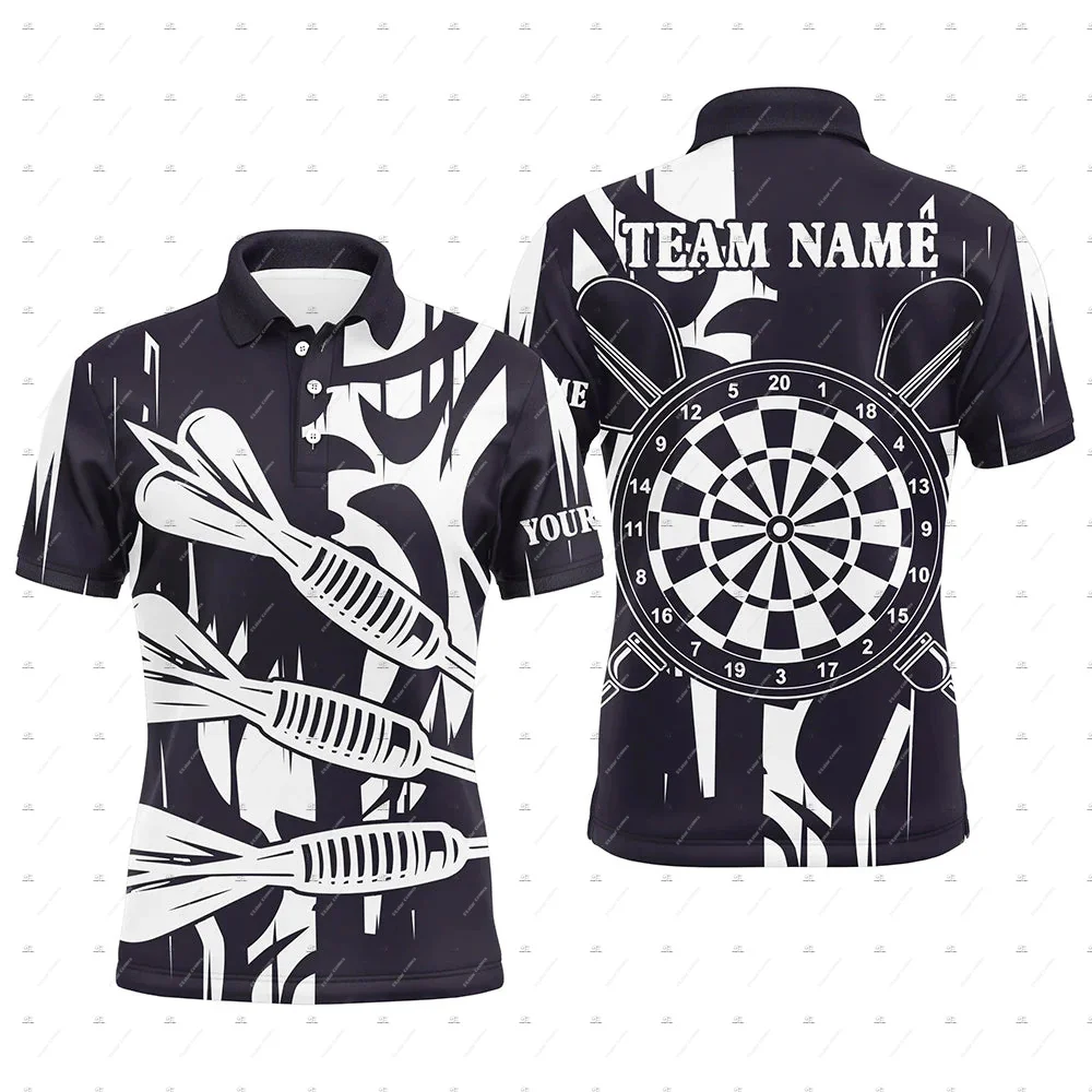 Custom Name Darts Flame Graffiti Gradient Animal Tiger Vintage Retro 3DPrint Harajuku Summer Short Sleeve Polo Jersey Shirts A5 view 5
