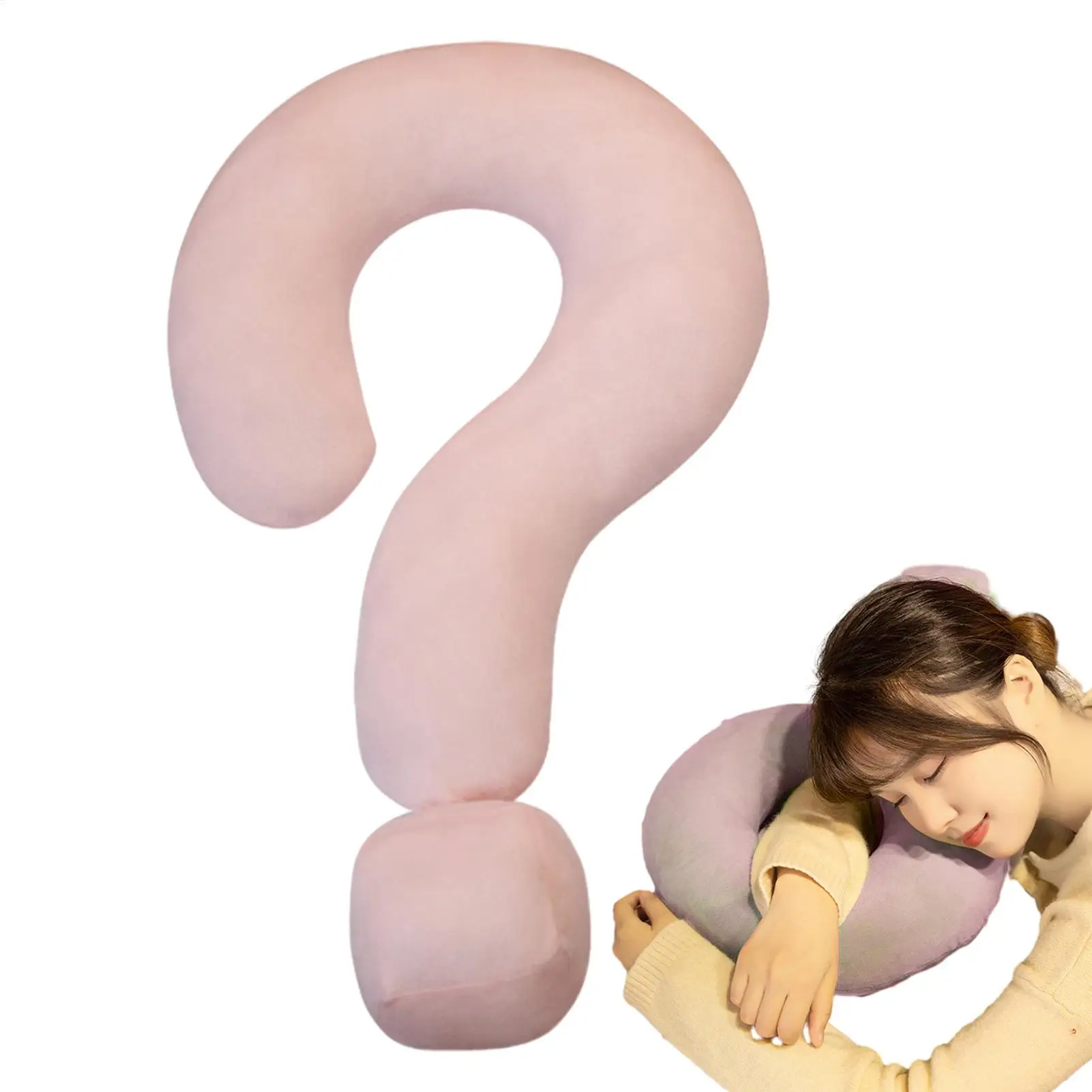 Neck Pillow For Traveling Large Question Mark Contour Pillow 21.65in Soft Throw Pillow For Neck And Head Support Multifunctional