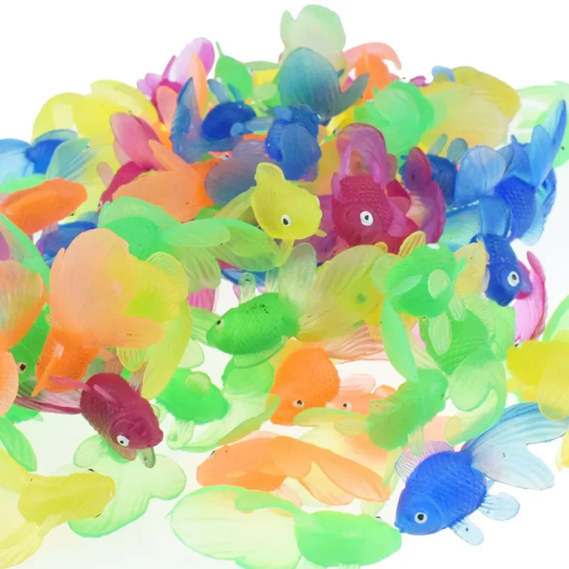 Jouets de bain en caoutchouc souple pour bébé, simulation de mini poisson rouge, eau, cadeaux de plage amusants pour tout-petits, 10 pièces/ensemble