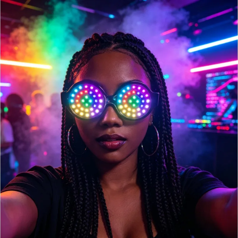 Mesmerizing Cyberpunk LED Goggles, Flashing Light Up Glasses for Music Festival, Club & Halloween Party Favors