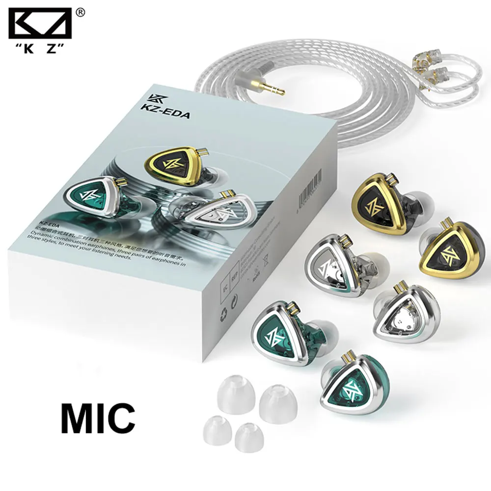 KZ EDA 3-in-1 Dynamic Driver In-Ear Monitor Earphone 2-pin Professional Bass Balanced Hi-Res HiFi IEM Detachable Earbuds 3.5mm