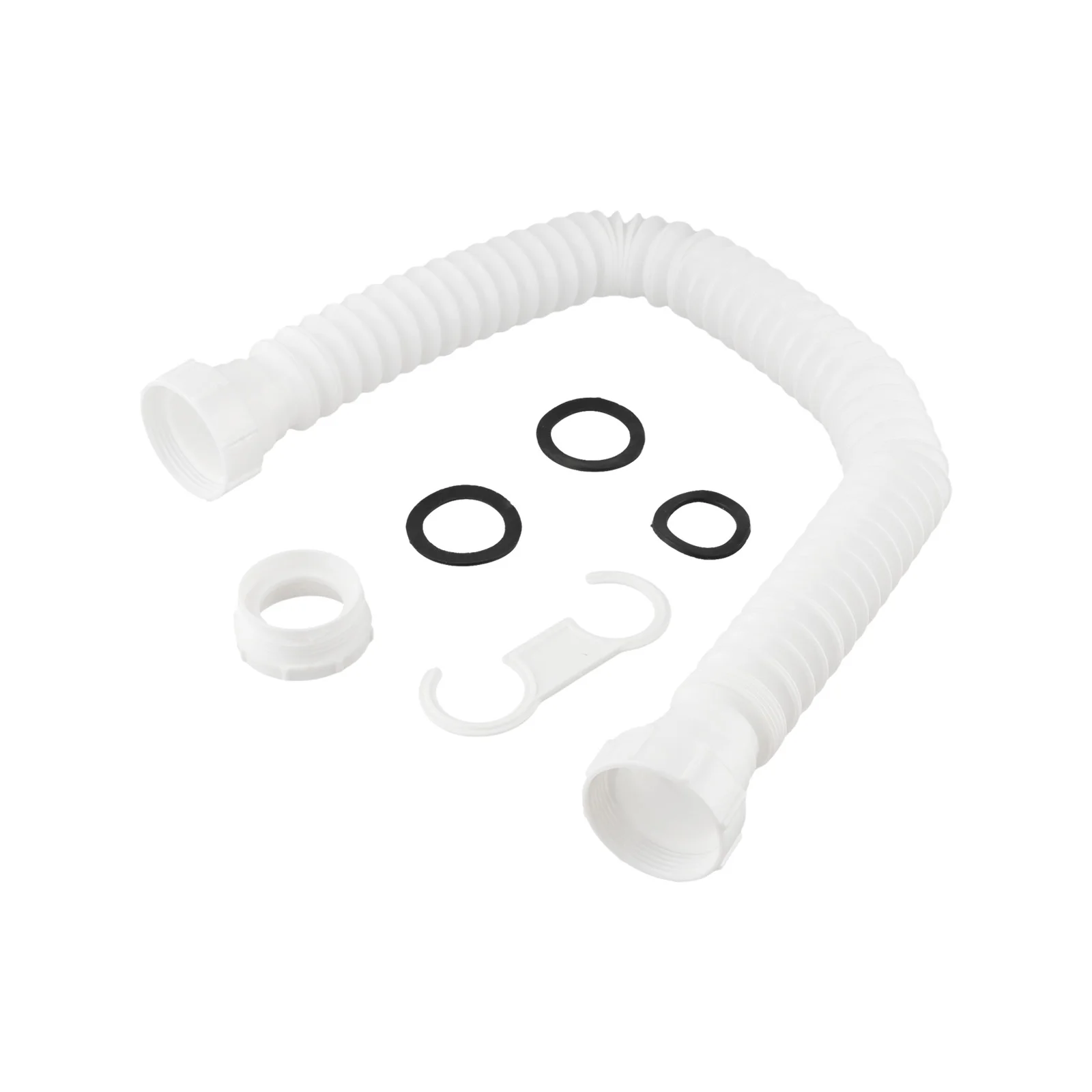 Flexible Drainage P-trap Adapter Complete Installation Kit Corrugated Hose Erosion Resistance Professional Grade Plastic