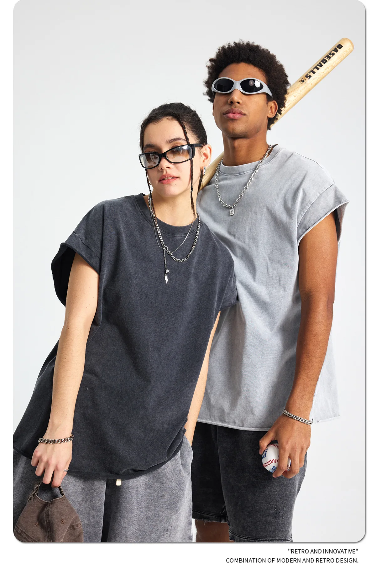Vest Vintage Men Sports Vest Washed Distressed Summer New Solid Simple All-matching Loose Casual Personality Cool