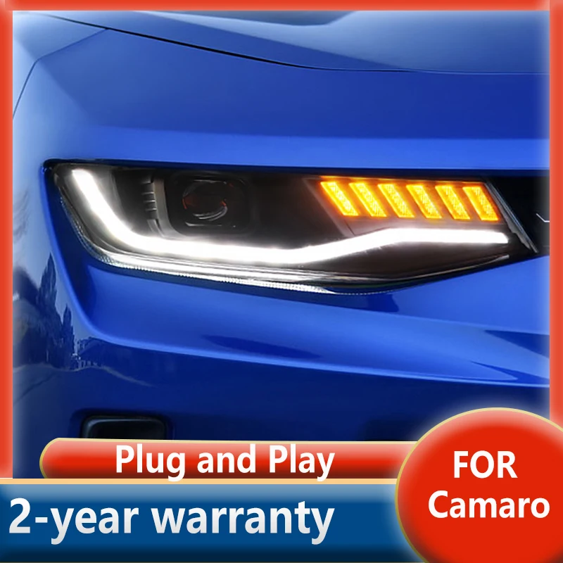 

For Chevrolet Camaro LED Headlight 2016-2019 Headlights DRL Turn Signal High Beam Angel Eye Projector Lens Head Lamp
