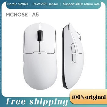 MCHOSE A5 블루투스 무선 마우스, 광학 센서 게이밍 마우스, 4KHz 라이트 무게추 PC 게이머 액세서리, 26000DPI PAW3395 