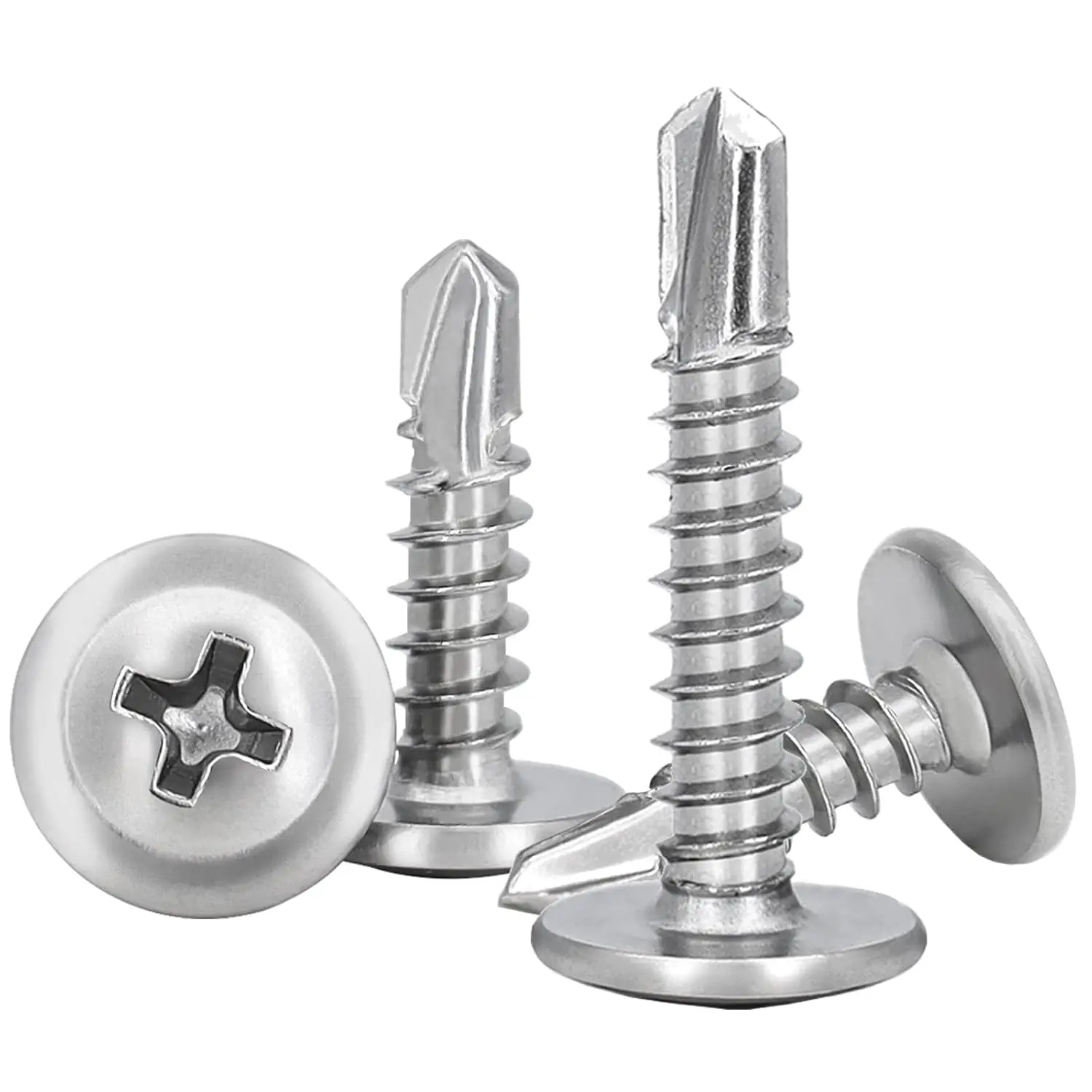 20/200pcs Stainless Steel Washer Screws Self-tapping Flat Head Screw Fastener High-Strength Quick Self-Drilling Hardware Kits