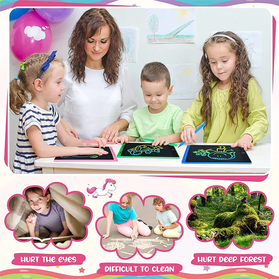 4PC LCD Writing Tablet Drawing Board Kids Graffiti Sketchpad Toys Handwriting Black Board Magic Drawing Board children Toy Gift