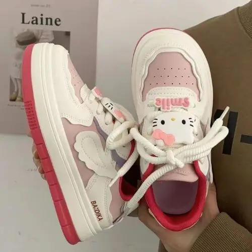 

hello kitty Spring Fashion KT Cat Cute Big Head Small White For sneakers women Thick Soles Versatile Casual Student ladies shoes
