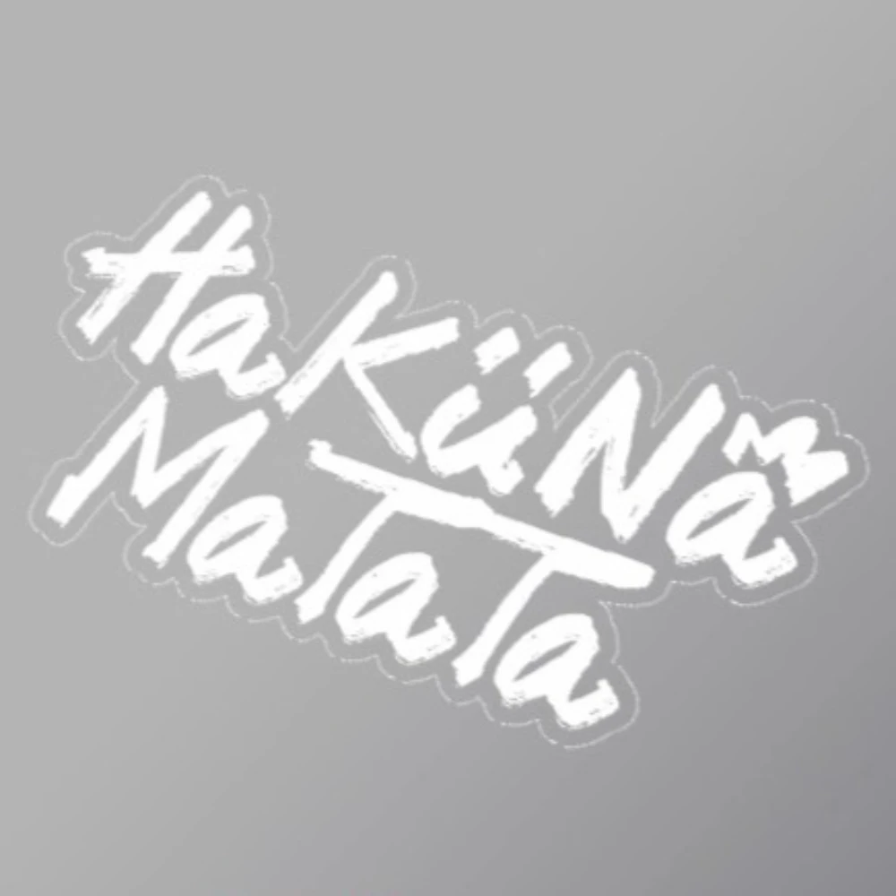 

2PCS "Hakuna Matata" Handwritten Sticker Set, Black White Waterproof Vinyl Decal for Bike Car Helmet Laptop