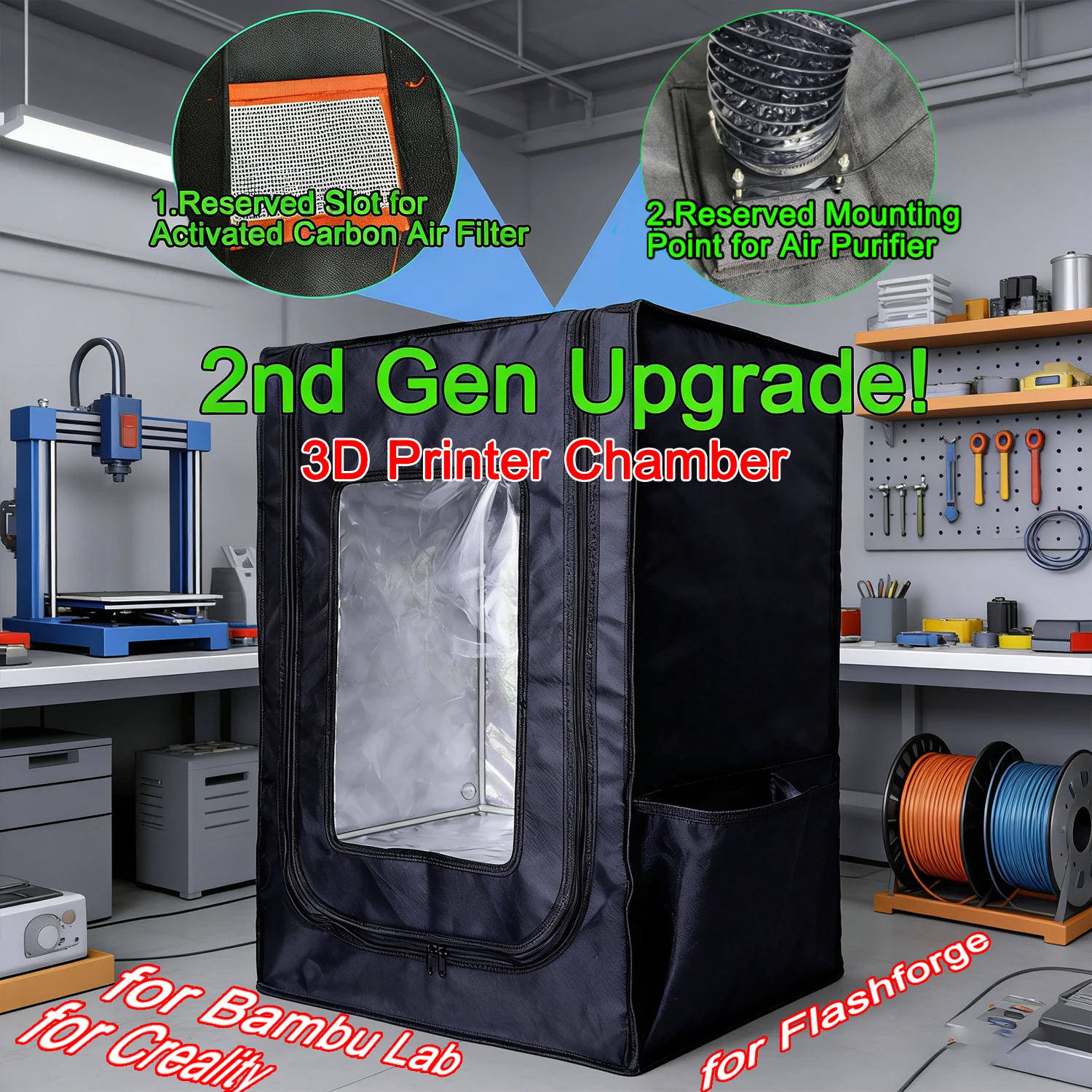 �y�Z�[�����z��2����A�b�v�O���[�h�I Bambu Lab A1mini/ P1P/ X1/ A1 3D�v�����^�[�p3D�v�����^�[�`�����o�[�AEnder 3/3V2/3Pro/3S1/5/5Pro�p3D�v�����^�[�G���N���[�W��