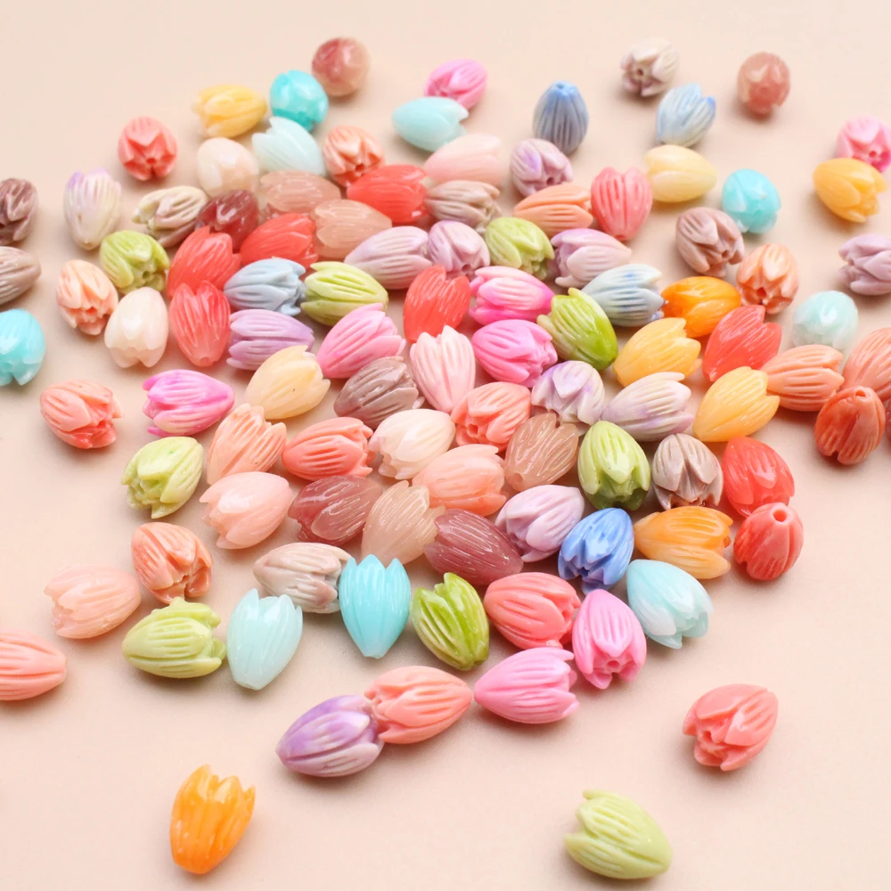 20 Pz 7mm 8mm 10mm Doppio colore Intagliato Fiore di Gelsomino Perline di corallo Artificiale Multi-colore per la creazione di gioielli FAI DA TE