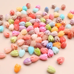 20Pcs 7mm 8mm 10mm Double colored Carved Jasmine Flower Artificial coral beads Multi-color for Jewelry making DIY