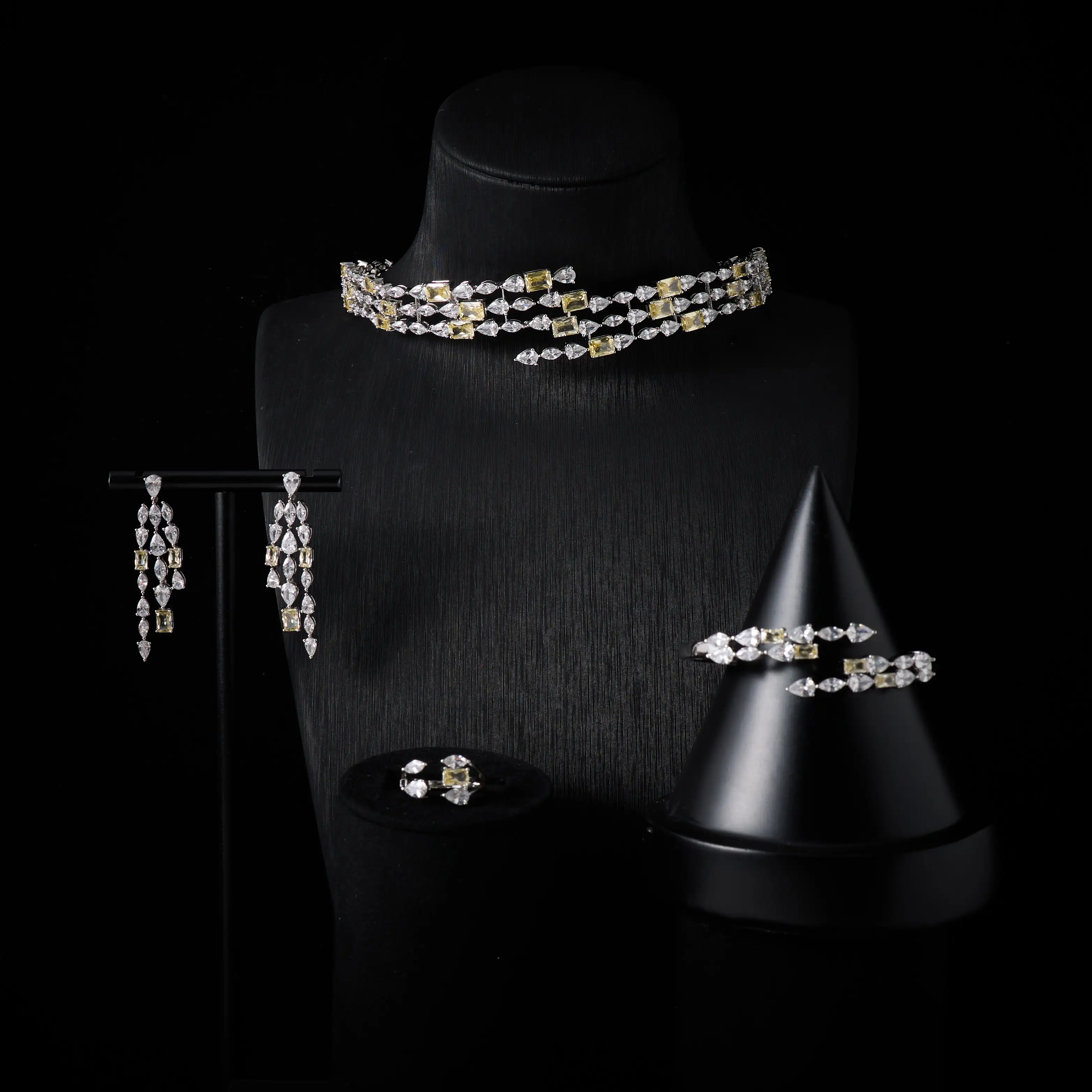 

INJEWELIFE Luxury Choker Necklace Set for Women Cubic Zircon Set Jewellery Woman Saudi Arabia Wedding Party Accessory 00038