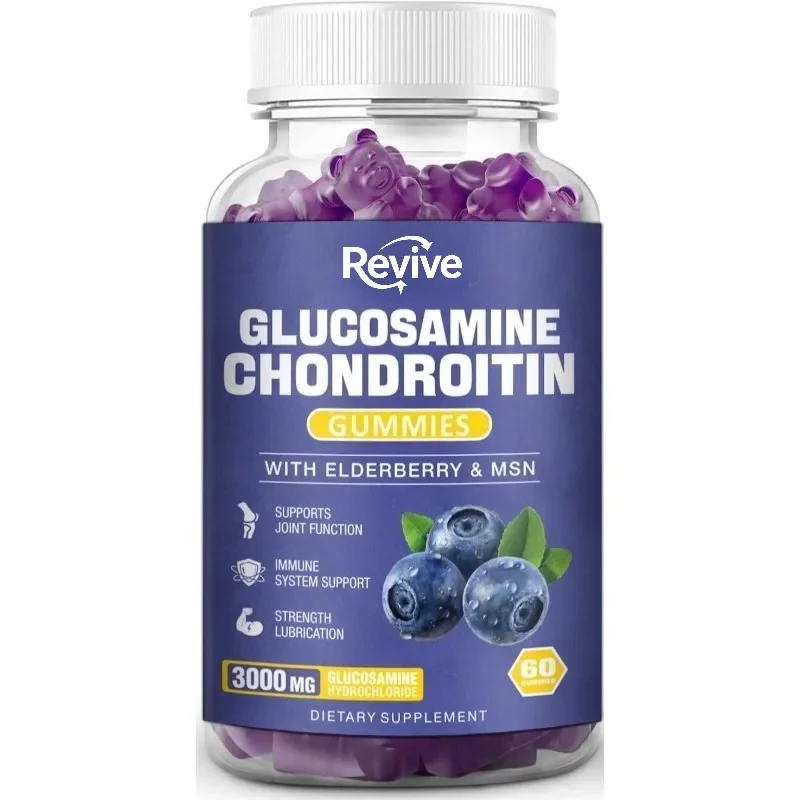 Glucosamine Chondroitin Gummies - Natural Elderberry Joint Support Supplement, Adult Antioxidant Immune Support