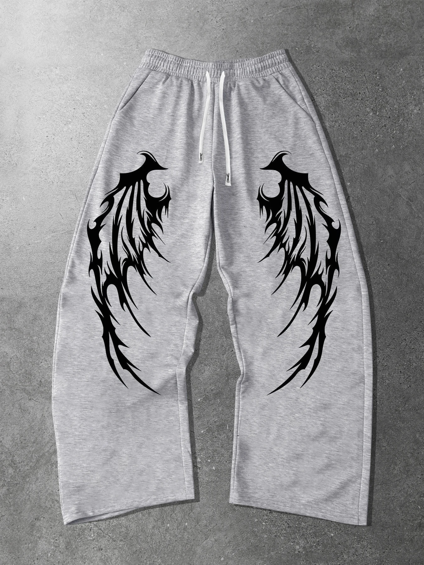 

Angel Wing Print Design Men's Sports Wide-leg Pants Are A Must-have for Campus Fashion and Street Style Fashionable Pants