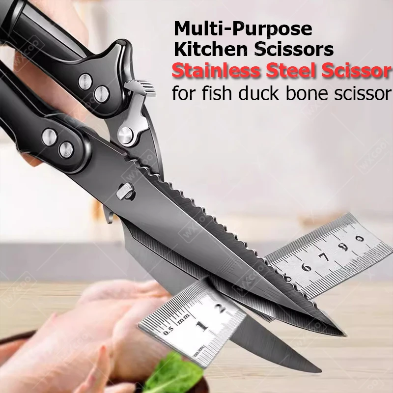 Robuste Hühnerknochenschere, abnehmbare 2-in-1-Küchenschere, geeignet für Hühner-, Enten-, Fisch- und Fleisch-Grillschere