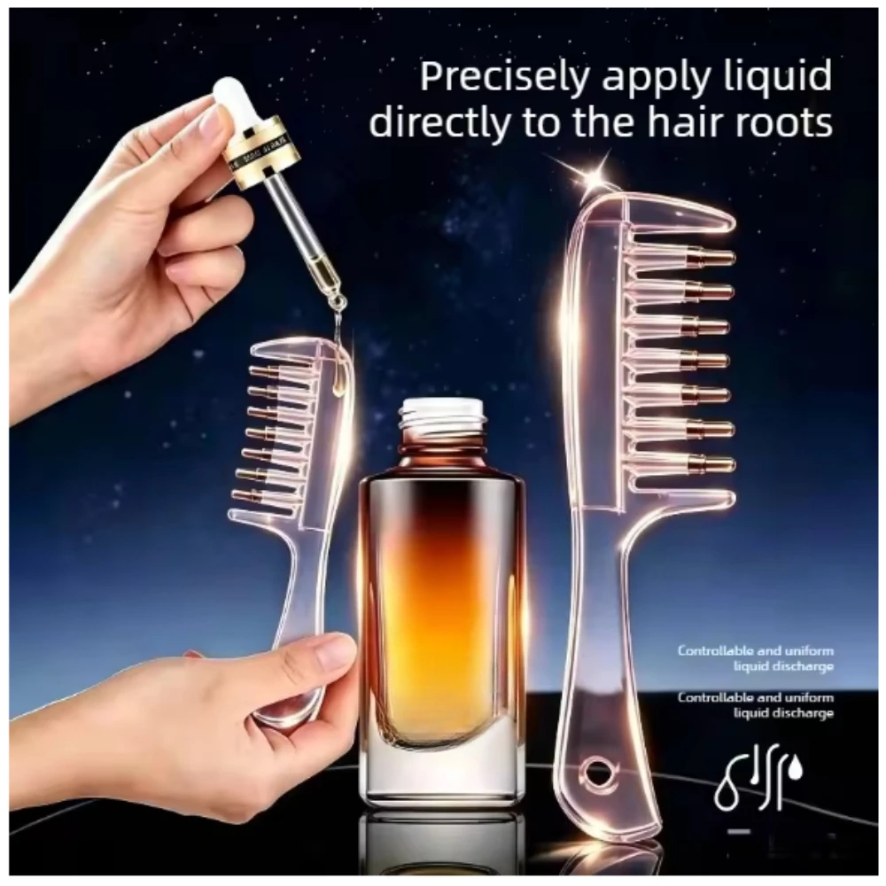 Transparent Portable Hair Root Comb Liquid Guide Applicator Scalp Massage Comb Hair Oil Serum Brush Anti-Leak Hair Care Tool