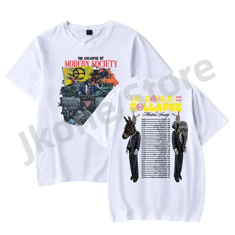 Lil Darkie T-shirts Collapse of Modern Society Tour Merch Women Men Fashion Casual Short Sleeve Tee