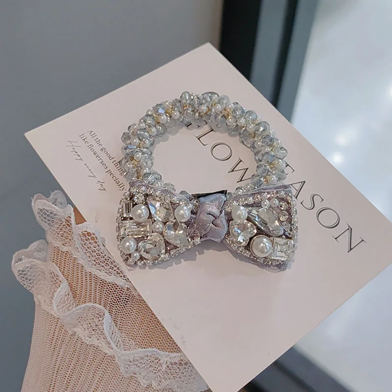 New Style Full Diamond Butterfly Headband with High end Feel Tied Hair with Rubber Bands Hair Loops Meatball Headband Wholesale