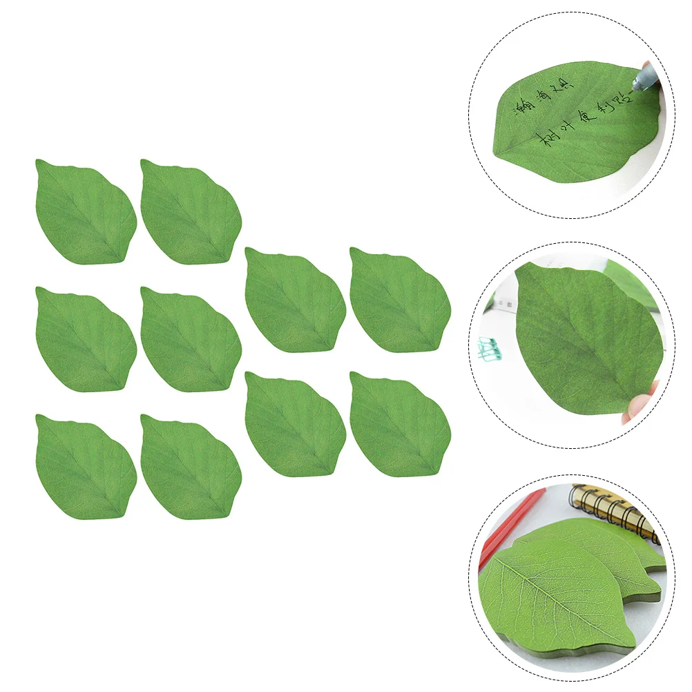 

10pcs Simulation Leaf Note Pads Tearable Sticky Memo Notes For Office School Desktop Self-Adhesive Message Stickers Leaf Shaped