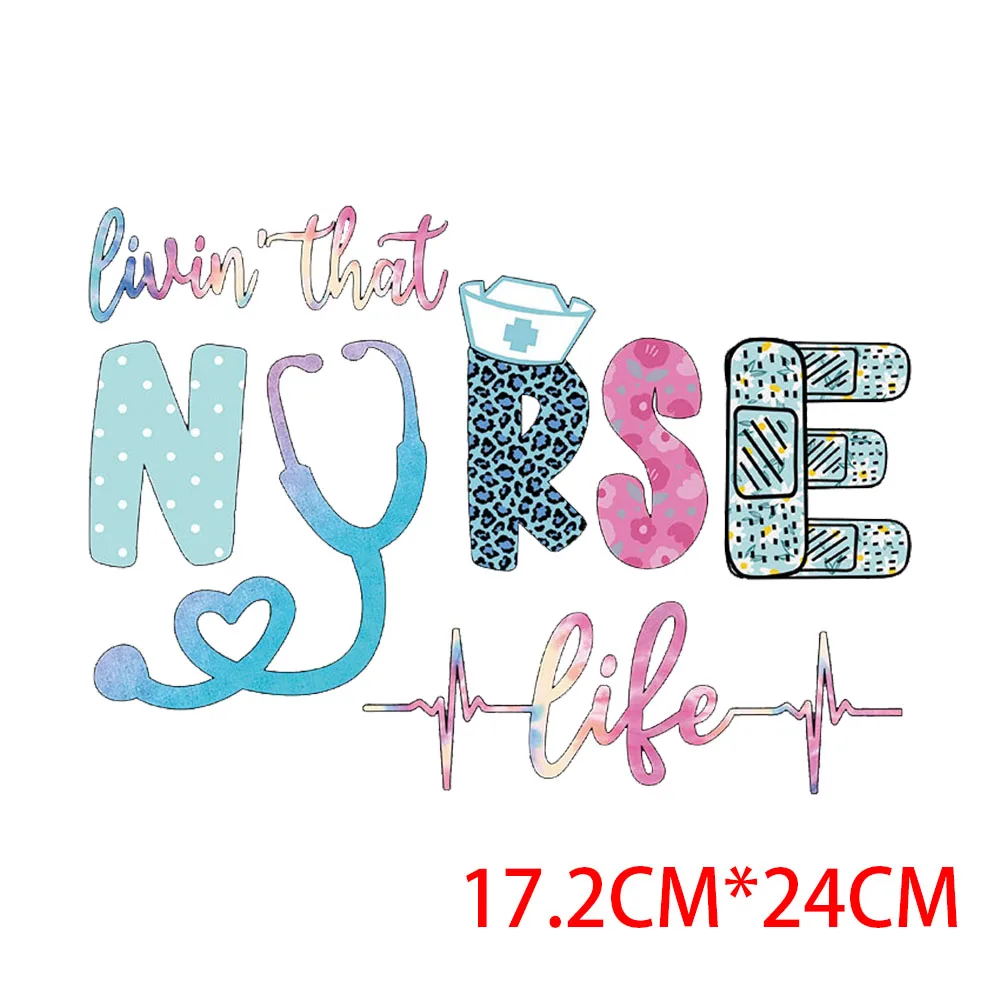 Nurse Life Stickers for Clothes Iron on Transfers Heat Transfers Stickers Patches on Jackets T-shirts Iron on Patches Appliques