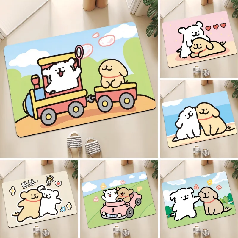 Funny Dog Diotomite Bath Mat Super Absorbent Washroom Quick Drying Carpet Non Slip Diatom Mud Rug Shower Room Easy Clean Doormat