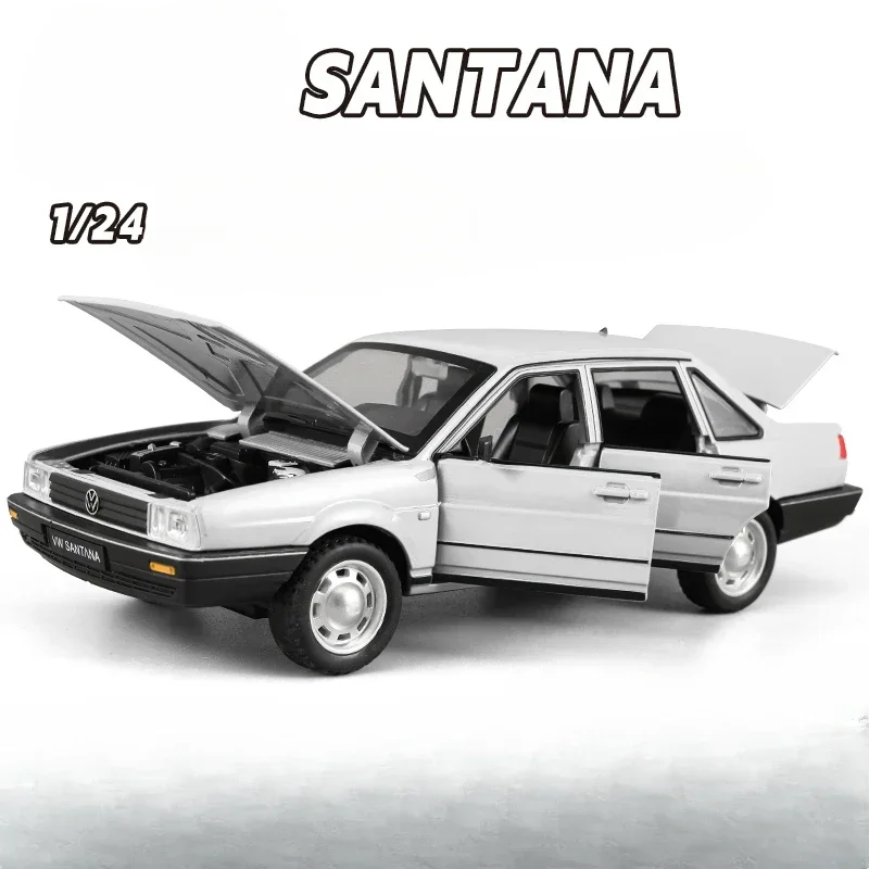 Diecast 1/24 Volkswagen Santana Vintage Car Model Kids Boys Metal Toys Vehicles Collective Voiture Miniature Home Decoration