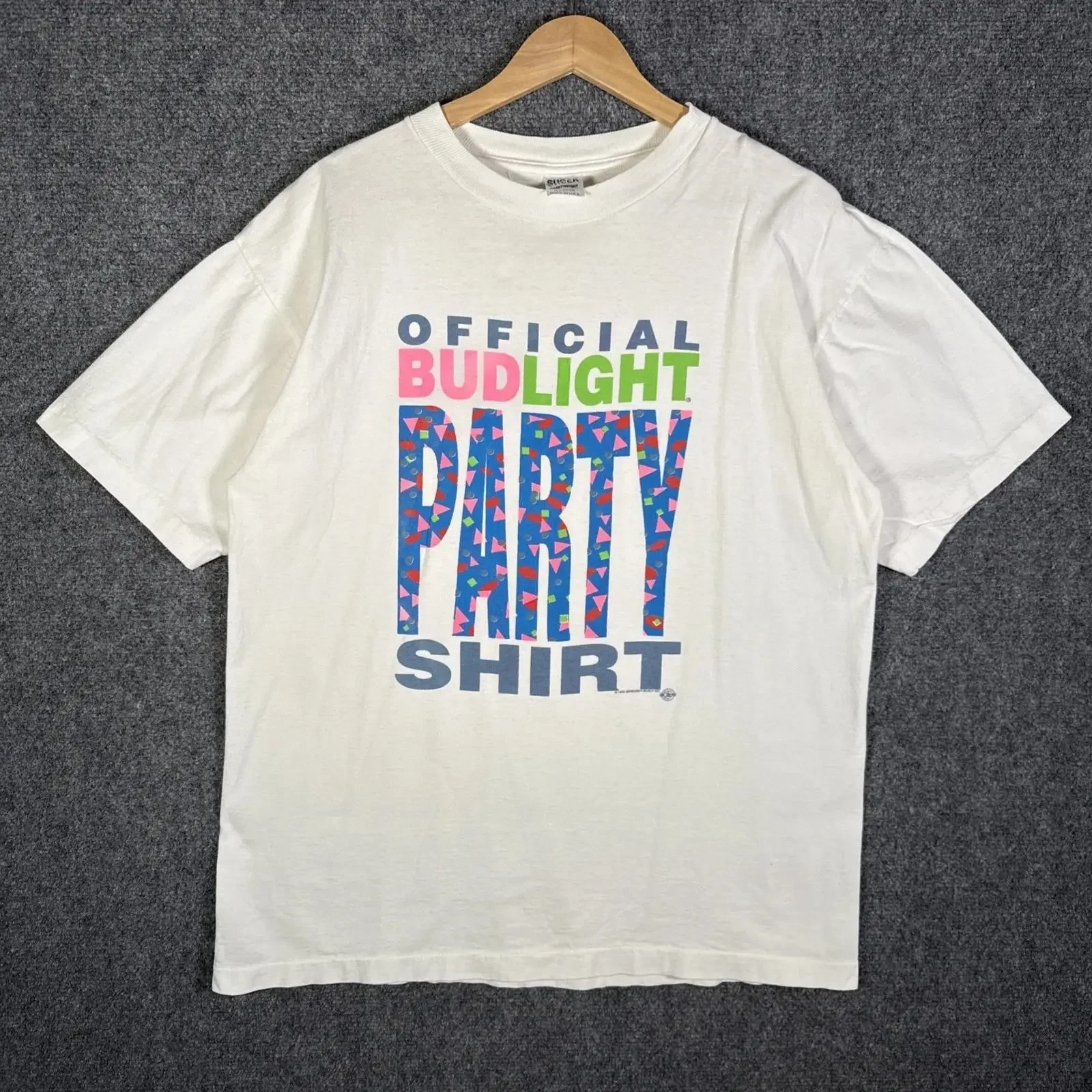 Vintage Bud LighT T Shirt Herren Large weiß 90er Party lustig Bier Zitat Promo vintage Washed homme streetwear Stretched