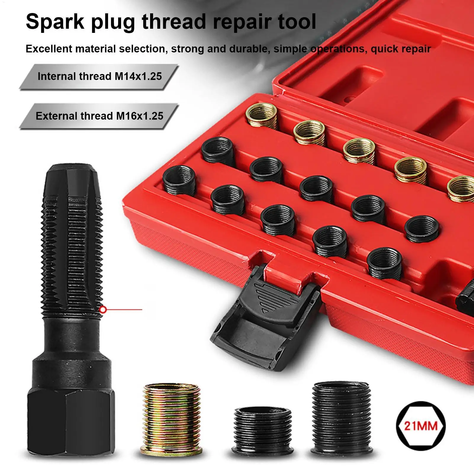 Plug Repair Kit 16 Piece Helicoil Tap Professional Plug Thread Repair Kit With Portable Case For Truck Car Suv Rv Sedan