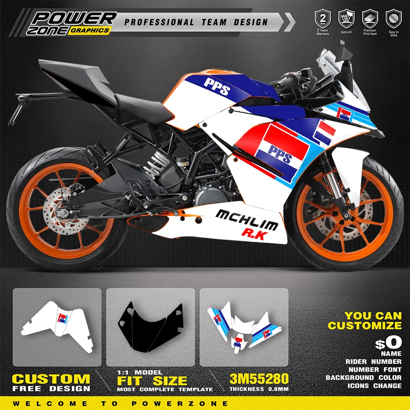 

PowerZone Custom Sticker SUPERMOTO Graphics for KTM RC 250 RC 390 2014 2015 2016 Backgrounds Decals Racing Vinyl Sticker Kit 01