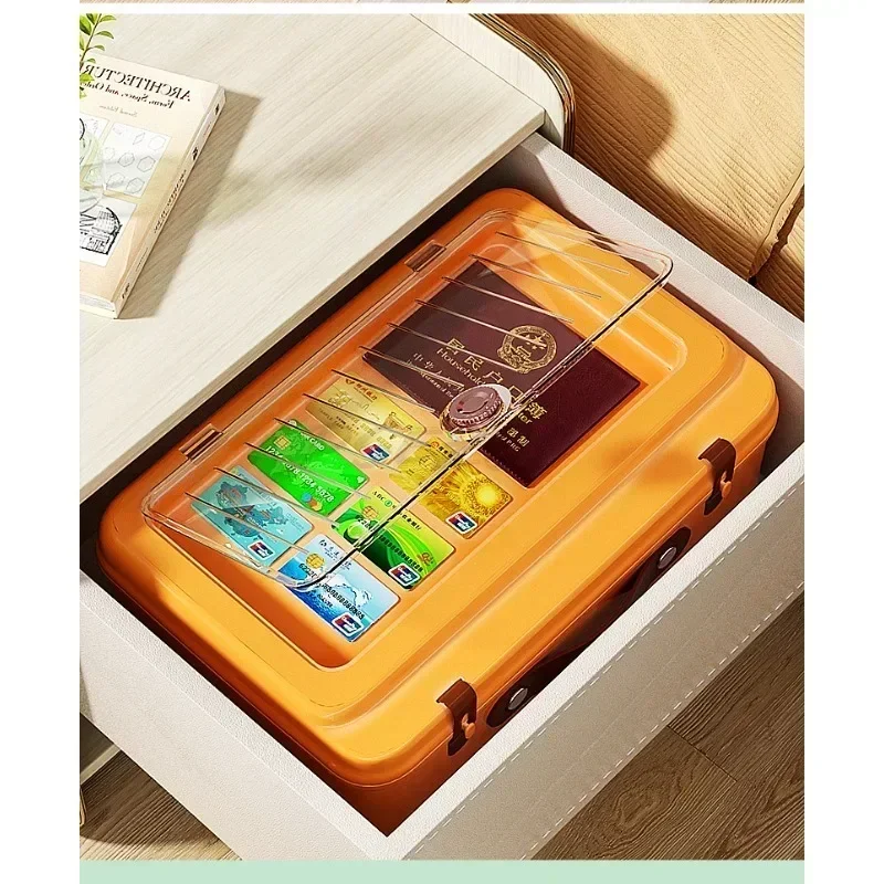 Multi Functional ID Storage Bag Family Emergency Important Document Storage Leather Handle Transparent Compartment