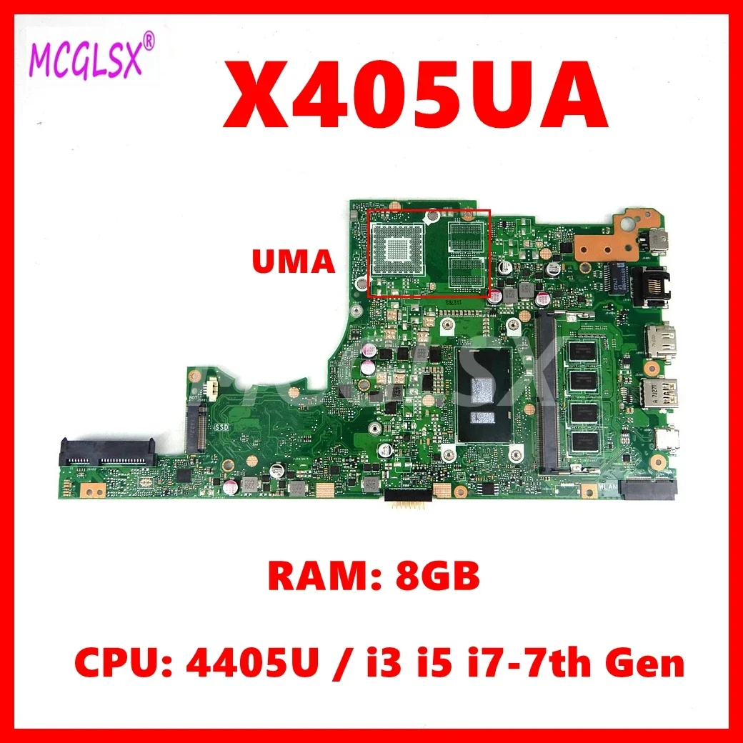 X405UA i3 i5 i7 CPU 8GB-RAM Motherboard For Asus S4100U X405UAP X405URP X405UR X405UB A405U V405U S405U K405U X405UQ Mainboard