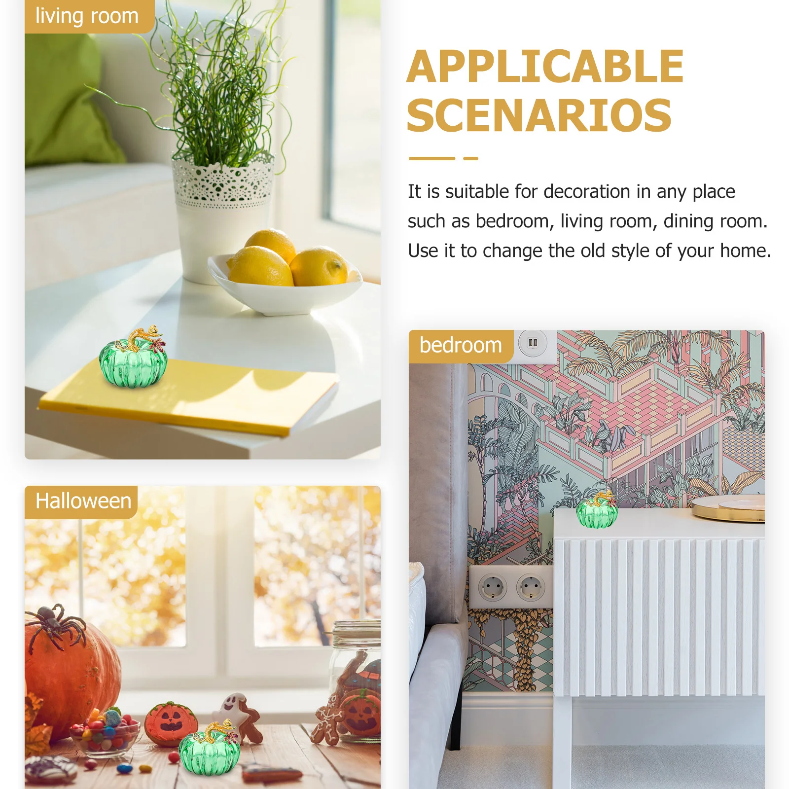 

Crystal Pumpkin Decor Fine Workmanship Premium Material Lovely Exquisite Indoor Space Refreshing Comfortable Gift