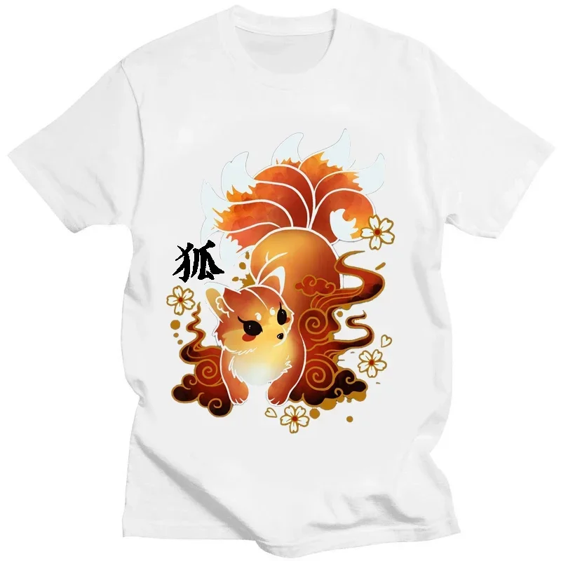 Chinese Element Monster Nine-tailed Fox T Shirt Funny Monster Graphic T-shirts Casual  Short Women Men Clothing Tees Tops