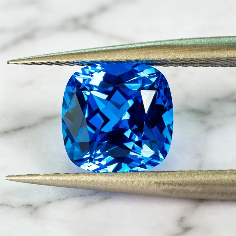 Hochwertiger Labor-gezüchteter Kobalt-Spinel im Kissenschliff, Blaue Farbe, Edelstein-Anhänger für DIY-Ringe, Halsketten und Ohrringe, Wählbares Zertifikat – Detail 6