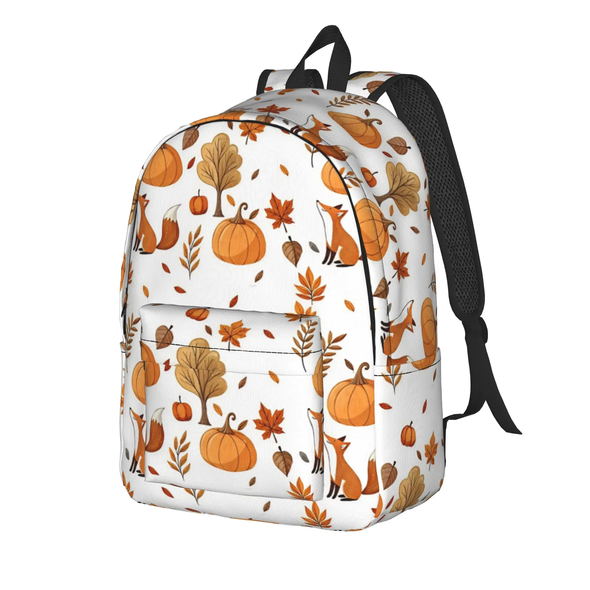 A cute pattern for fall  Fashion Backpack Outdoor High School Hiking Travel Foxes Autumn Partten Daypack Laptop Shoulder Bag
