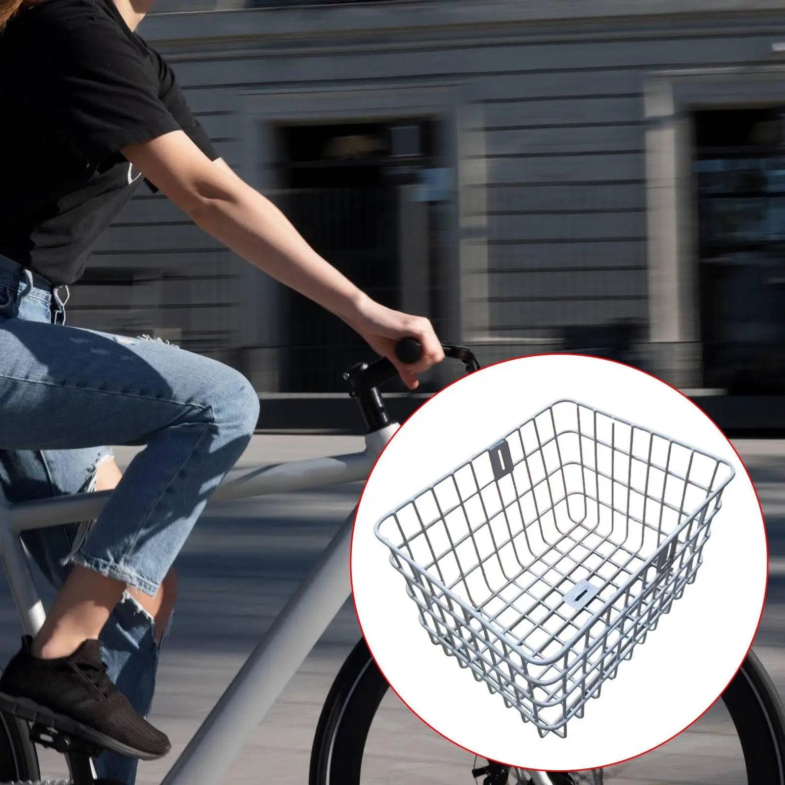 

Bike Basket Large Capacity Metal Handlebar Basket for Shopping Riding Biking