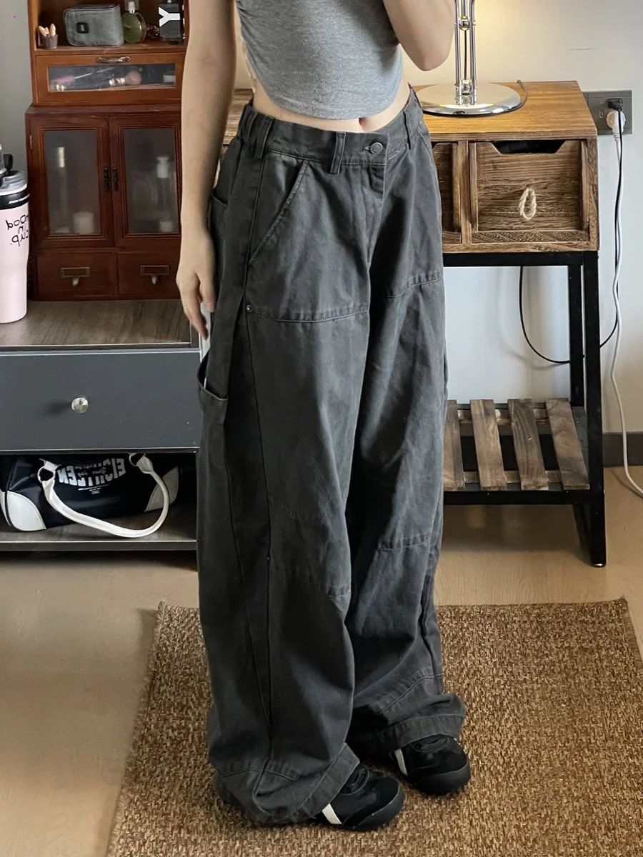 

American Retro Wide Leg Workwear Pants ex Jeans Straight Leg Loose Casual Trousers Youthful Vitali Sle Daily Wear